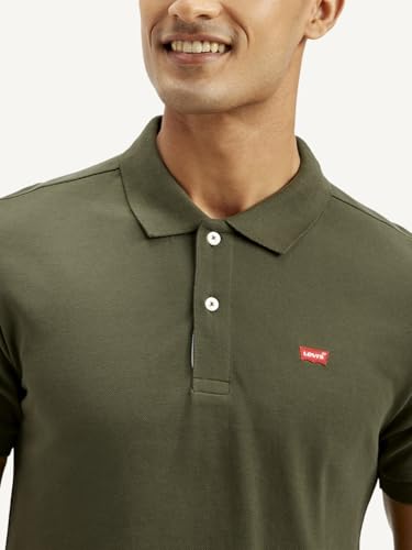 Image of Levi's Men's Solid Slim Fit Polo T-Shirt Olive
