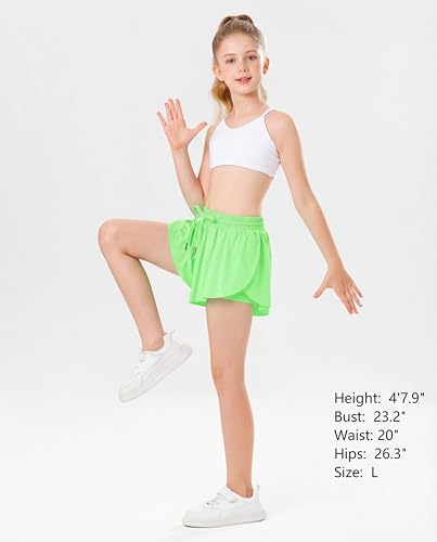 Image of Stelle Girls Flowy Shorts with Pockets Athletic Running Skirt High Waist Butterfly 2 in 1 Sports Short 5-16 Years
