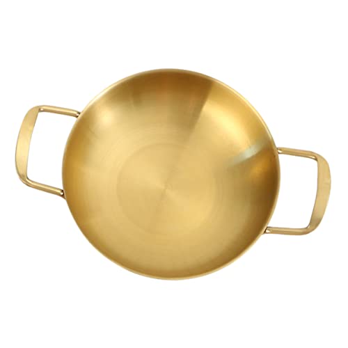 Cabilock sartén de acero inoxidable paella mini moldes para tarta para hornear cacerola pequeña sartenes camping Olla para estufa sartén portátil de acero inoxidable sartén pequeña Golden