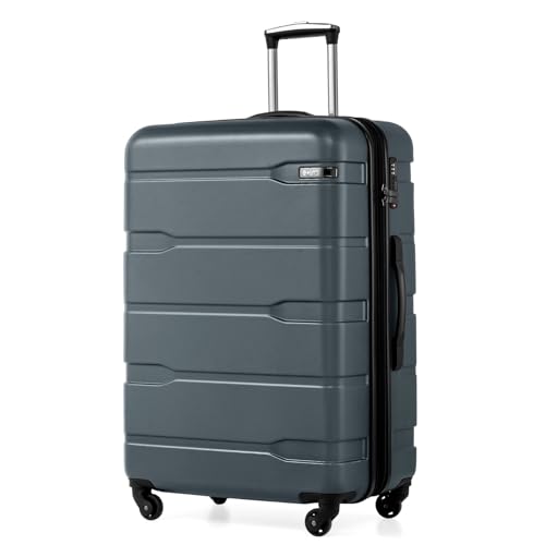 Coolife Expandable Large Checked Luggage Hardside PC+ABS Suitcase with TSA Lock, Lightweight Rolling Carry On with Spinner Wheels(Teal, 28in) Teal Lar