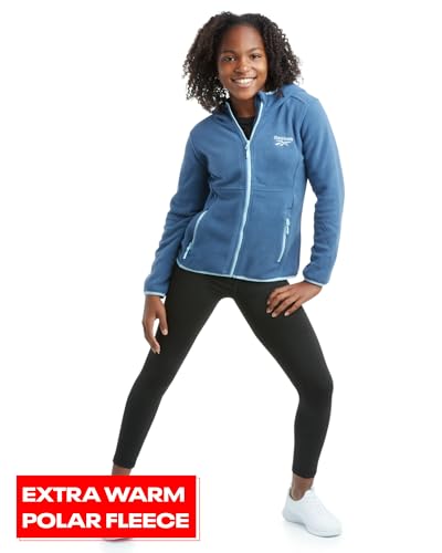 Reebok Girls' Fleece Jacket - Lightweight Polar Fleece Hoodie Sweatshirt Zip Up Jacket for Girls (Sizes: 4-16)3
