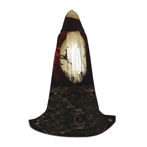 Zcmkjlg Capa con capucha grande con estampado de cielo escarlata, ideal para juegos de rol, suministros de fiesta de carnaval