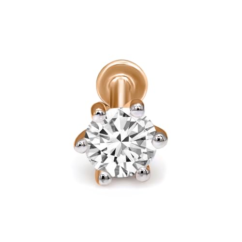 Image of Sparkles Lab Grown Diamond 0.03 Carat - 0.50 Carat Round Shape Solitaire Diamond Nose Pin for Women | 14K Gold IGI Certified FG VS Quality