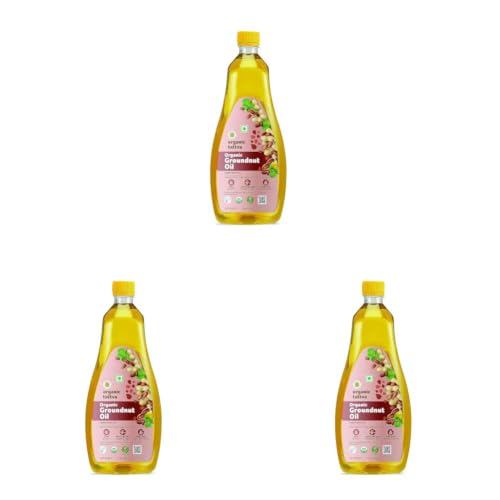 Image of Organic Tattva Cold Pressed Groundnut Oil 1 Litre | Organic Peanut Oil | Unrefined Edible Oil for Healthy Cooking | Natural Cold Press Oil (Pack of 3)