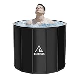 STARBRILLIANT Portable Bathtub for Adults, Easy to Assemble Collapsible Bathtub （31.5"L x 26"）, Suitable for Travel, Camping and Outdoor Activities (Black, L)