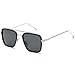 Produktbild SHEEN KELLY Luxus Retro Sonnenbrille Quadratische Brillen Metallrahmen für Männer Frauen Klassiker Sonnenbrille Piloten Silber Schrittweise Linsen, schwarz1:1