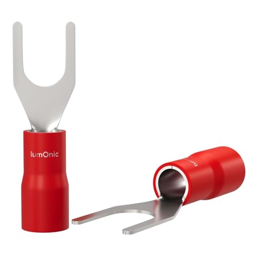 25x Capocorda a forcella parzialmente isolato 0,5-1,5mm² Diametro del foro M4 Rosso Capocorda ad anello Rame stagnato