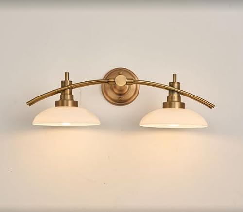 Owalumatix Brushed Brass 2-Light Bathroom Vanity Wall Sconce, 24-Inch Double Rod
