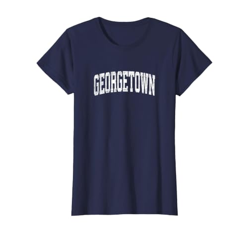 Georgetown Massachusetts MA Vintage Athletic Sports Design T-Shirt, Women, Navy Blue, Small