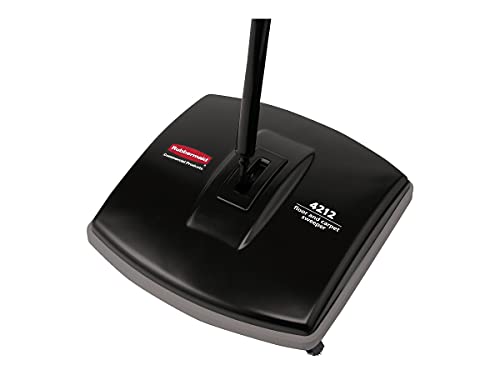 Image of Rubbermaid Commercial Products Executive Series 6.5 inch Single-Action Mechanical Sweeper Cordless Black Collects Dust Dirt and Debris from Hard Floors and Carpet