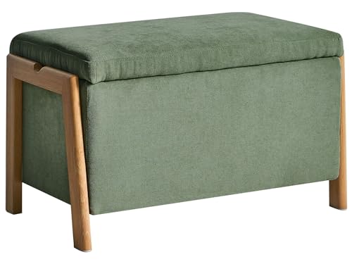 Beliani Banco con almacenaje glamuroso Moderno Dormitorio Sala de Estar tapizado de Tela Verde Edland