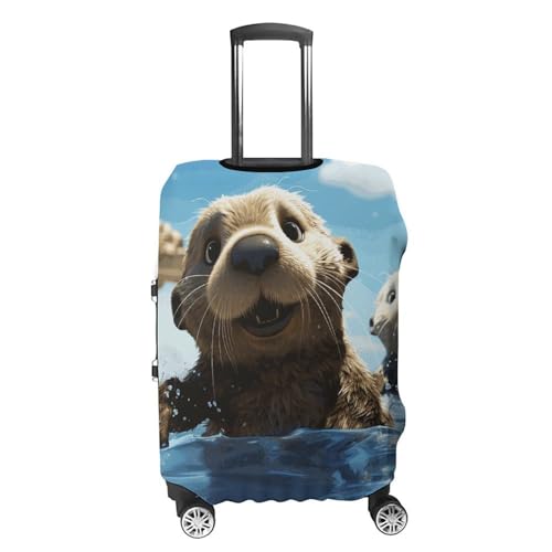 Lovely Sea Otter Print Printed Luggage Cover Protector, Fits 18-32 Inch Luggage4