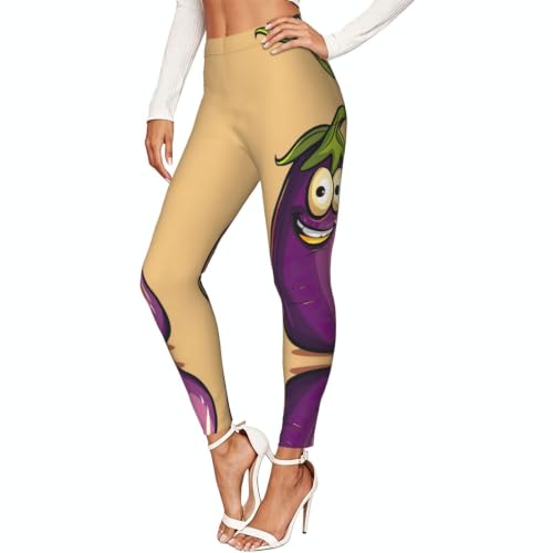 Leggings de mujer con estampado de berenjena para gimnasio 1