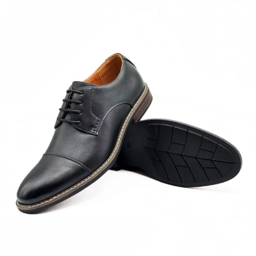 Image of Finishing & Sewing Men's Cap Toe Lace Up Oxford Dress Shoes