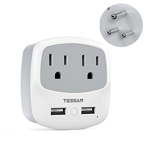 European Travel Plug Adapter Converter, TESSAN International Power Plug Converter with 2 USB, Type C Outlet Adaptor Charger for US to Most of Europe EU Iceland Spain Italy France Germany Gra