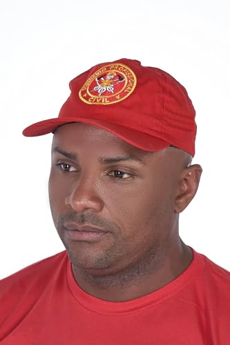 Boné Bombeiro Profissional Civil Vermelho Material RipStop Couro Art