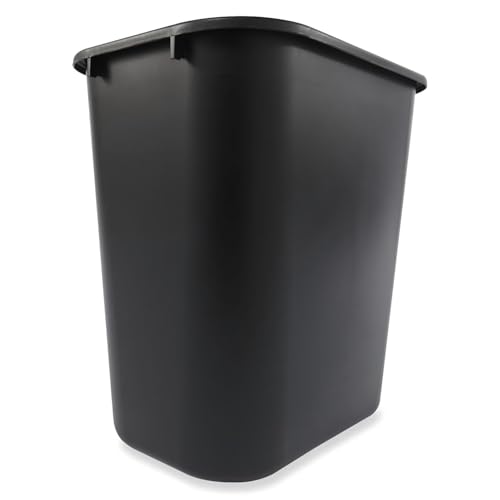 Large Capacity 28-Quart Open Top Black Trash Can Easy-Clean Indoor Garbage Container for Kitchen, Bathroom, Home and Office