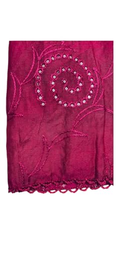 Image of LKC WOMEN'S SEQUENCE EMBROIDERED SELFDESIGN SOFT COTTON CHANDERI DUPATTA