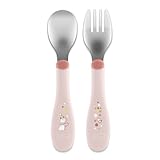 Chicco Posatine Inox, Posate Bambini, Set Pappa, Forchetta e Cucchiaio per Bambini, in Acc...