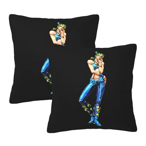 枕カバー ジョジョの奇妙な冒険 空条徐倫 クッションカバー 2枚セット 座布団カバー まくらカバー おしゃれ 可愛い ソファ背当て 抱き枕 インテリア飾り オフィス 部屋飾り 四季通用 40X40cm