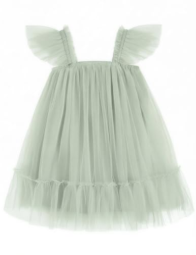 Image of Arshiner Toddler Tulle Dress for Girls Layered Tutu Ruffle Dresses Swing Twirly Fairy Summer Birthday Party Wedding Sundress