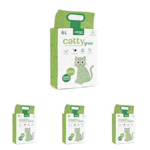Aqpet Friends Litière CattyGreen Sable pour Chats au soja Naturel d'origine végétale Parfum Jasmin (Lot de 4)