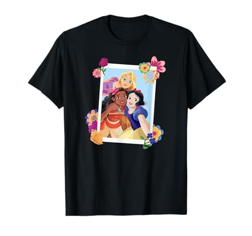 T-shirt Raiponce Vaiana Blanche-Neige Disney style Polaroid pour femme en coton