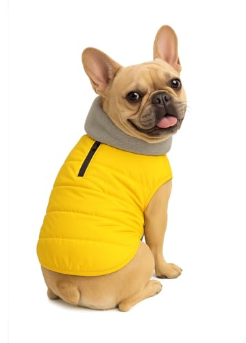 Image of The Pets Company Dog Winter Coat Jacket, Cloth, Windproof, Waterproof, Light Weight, Washable, Ultra Warm Thick Fleece Lined Dog Vest for Cold Weather Protection, (Yellow, Small - Medium - 16 Inch)