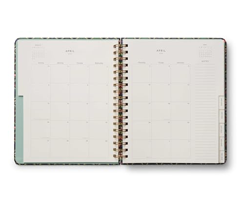 RIFLE PAPER CO. 2025 17-Month Academic Hardcover Spiral Planner | Weekly and Monthly Pages, Inspirational Quotes, Sticker Sheets, Illustrated Pocket Folder (10\" x 8.5\"), Estee