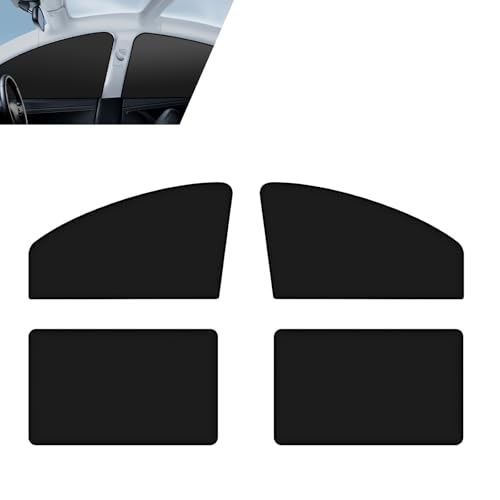 CyperFair 4 PCS Car Side Window Sunshades, Sun Blocking & Heat Insulation Cooling Curtain, Blackout Privacy Blind for Front Rear Side Windows, Multi-functional Cover for Most Vehicles (Black)