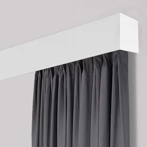 Modern takgardin i aluminium gardinkappa för kök vardagsrum burspråk, enkel skena, kammar med lock, draperad gardin, boxkit (1,5 m/4,9 fot)