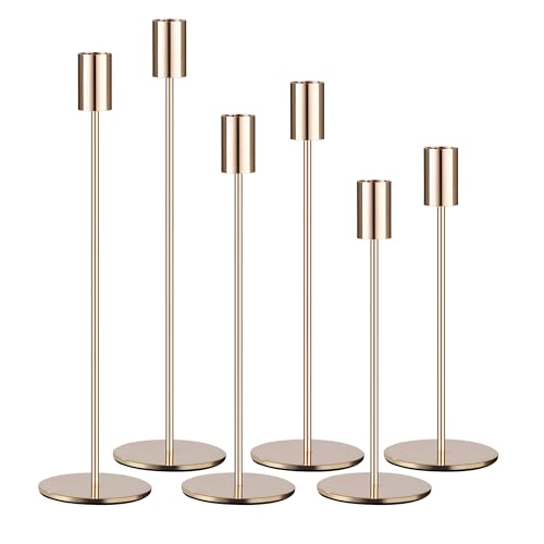 6 SetKerzenhalter,Kandelaber Stabkerzen 33/28/23CM,Hoch Kerzenleuchter, Dekorativer Vintage-Kerzenhalter aus Metall für Geburtstagsessen, Jubiläum,...