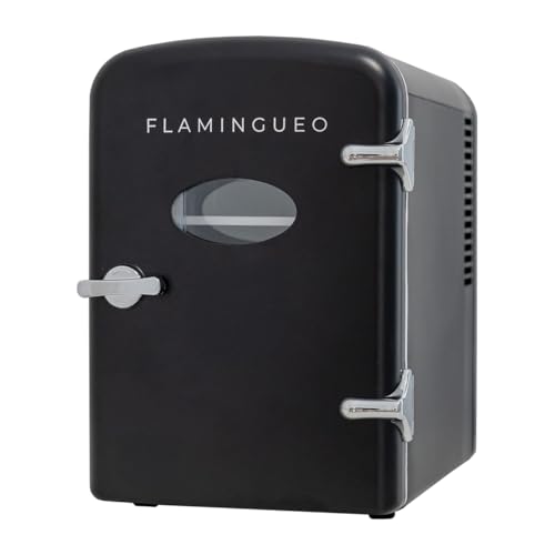 Flamingueo Mini Nevera, 4 Litros, 12V/220V, Para Habitación, Cosméticos, Bebidas, Función Frío y Calor, Balda Extraíble