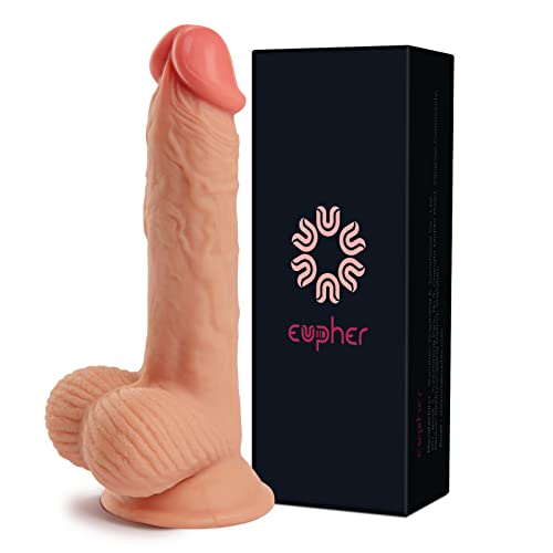Eupher Sex Toy for Women 7.7 Inch Realistic Dildo with Moving Foreskin,Dildo with 3D Full Balls&Strong Suction Cup for Hands-Free Play,Beginner Friendly & Lifelike Cock Penis Adult Sex Toys for Women