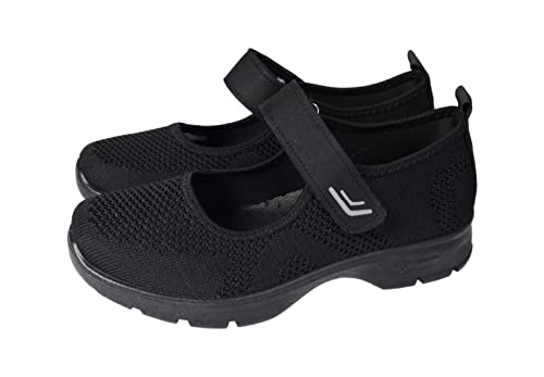Ballerines d'été noires en textile réglables pour femme avec semelle amovible