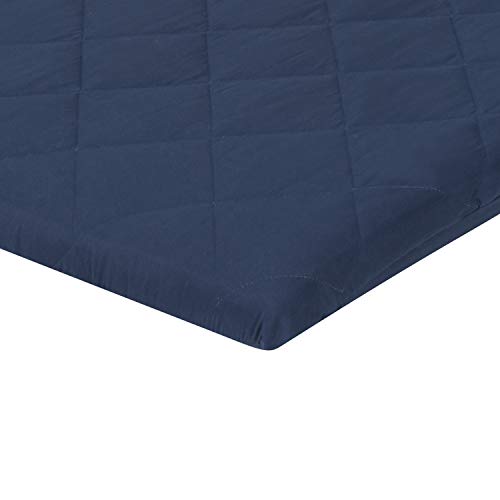 Image of Dark Navy Blue Pack n Play Quilted Mattress Sheet Ultra-Soft, Comfortable Portable Crib Mattress Sheet for Baby Boys; Playpen or Mini Crib Fitted Sheet with Quilted Top