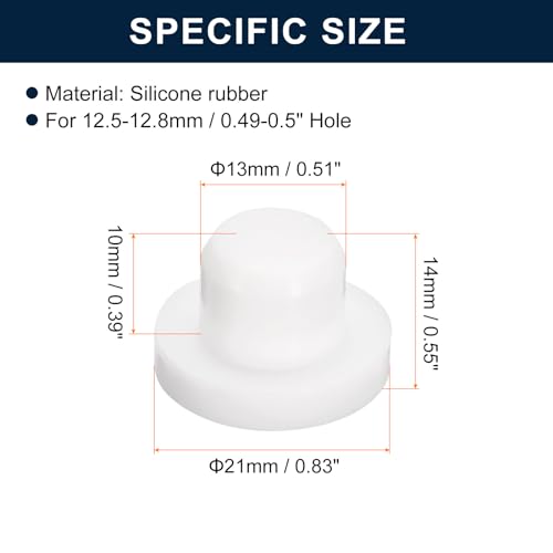 Image of uxcell 16 Pieces White Rubber Stopper, 13mm Plug Holes for 12.5-12.8mm /0.49-0.5 inch Hole