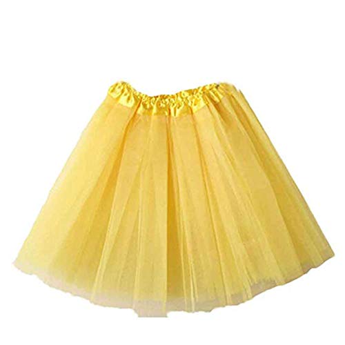 MUNDDY® - Tutu Elastico Tul 3 Capas 40 CM de Longitud para Adulta Distintas Colores Falda Disfraz Ballet (Amarillo)