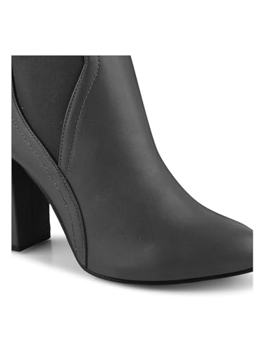 Image of Shuz Touch Black Ankle-Length Block Heel Boots