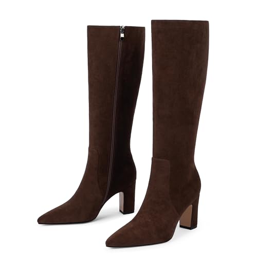 Image of VIUGJNEX Knee High Boots Pointed Toe Chunky Heel Tall Boots for Women | Comfortable 3.15-Inch Block Heel, Dressy Boots for Fall & Winter, Side Zipper for Easy Wear, Versatile Fashion Style