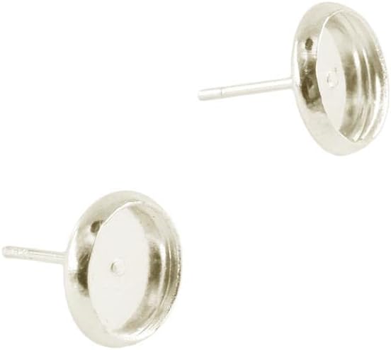 Enakshi® 24 Pieces Blank 8mm Earring Tray Cabochon Setting Jewelry DIY Silver White|Crafts | Beads & Jewelry Making | Jewelry Findings | Earring Findings