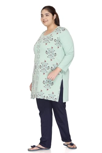 Image of In Love Women's Plus Size Printed Long Tops, Round Neck 3 /4 Sleeve Relaxed Fit Longline T-Shirt Tunic
