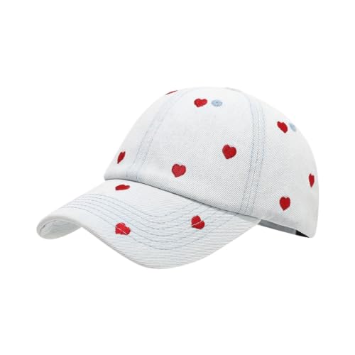 Sombrero de béisbol vaquero blanco gorra denim ajustable corazón bordado 1