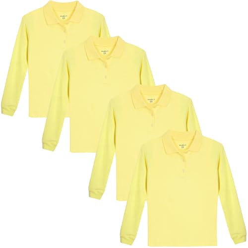 Studio 3 Girls' 4-Pack Soft Jersey Long Sleeve Polo Shirts