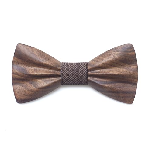 Cyriacus Holzfliege HerrenFliege aus Holz Natürliche Maserung des Holzes für Hochzeit Aufführungen Abschlussball Geschen verstellbar für Abendveranstaltungen Partys Hochzeiten Zeremonien
