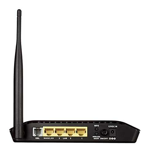Image of D-Link DSL-2730U Wireless-N 150 ADSL2+ 4-Port Router (Black), Works with RJ-11(Telephone Line Internet) of BSNL & MTNL, single band (150 megabits per second)