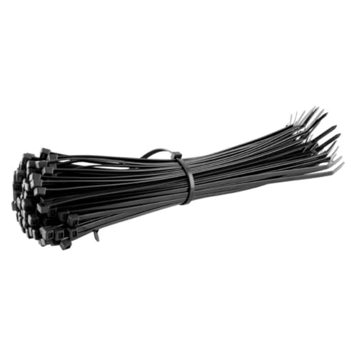 RFE Black Cable Ties, 300mm x 4.8mm, Pack of 100, Premium Nylon Zip Ties, Multi-Purpose Plastic Tie Wraps, Secure Self-Locking Mechanism, for Home, Garden, Office and DIY