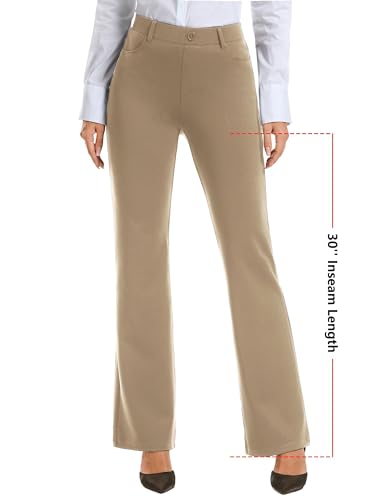 Image of Stelle Women 28 inch /30 inch / 32 inch Bootcut Dress Pants Business Casual Work Pants with Pockets Pull On Regular Slacks for Office