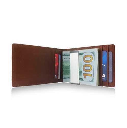 Canberra Series Exotic Money Clip Wallet Slim Minimalist RFID Blocking Gift Box Crocodile Alligator Ostrich Python Snakeskin (Brown Crocodile)2