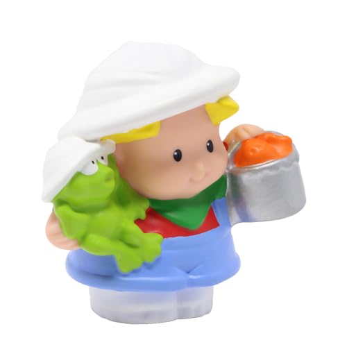 Fisher-Price Pieza de repuesto para colección Little People Petting Zoo Safari Playset N4629 - Figura de repuesto de Eddie como cuidador del zoológico o guía con rana y cubo